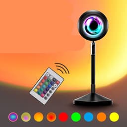 image-Upgrade Rainbow Sunset Projector Lamp Atmosphere Light Home Coffee Shop Background Wall Decoration Remote Control Sunset Lamps