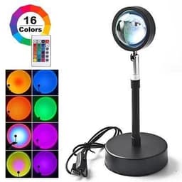 image-Upgrade Rainbow Sunset Projector Lamp Atmosphere Light Home Coffee Shop Background Wall Decoration Remote Control Sunset Lamps