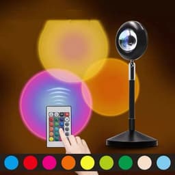 image-Upgrade Rainbow Sunset Projector Lamp Atmosphere Light Home Coffee Shop Background Wall Decoration Remote Control Sunset Lamps