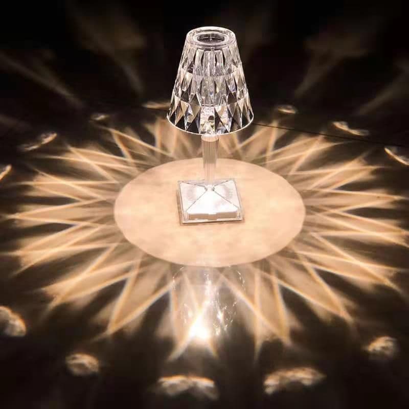 image-Diamond Acylic Table Lamp Night Light Italy Princess Deck Lamp Modern Atmosphere Touch Table Lamp Home Bedroom Bar Cafe