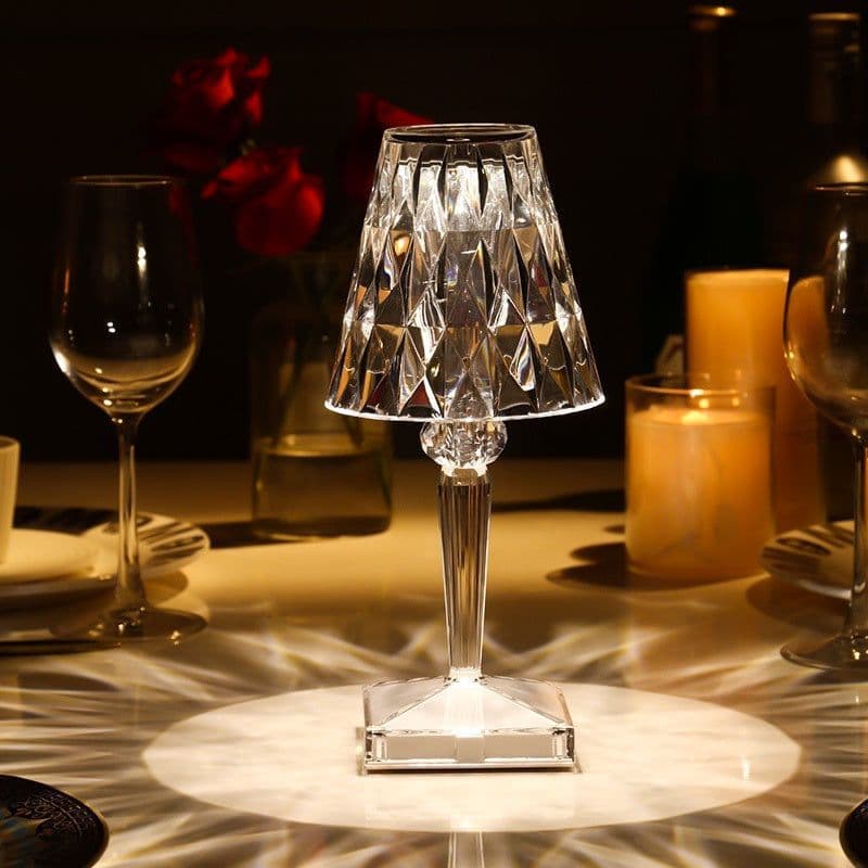 image-Diamond Acylic Table Lamp Night Light Italy Princess Deck Lamp Modern Atmosphere Touch Table Lamp Home Bedroom Bar Cafe