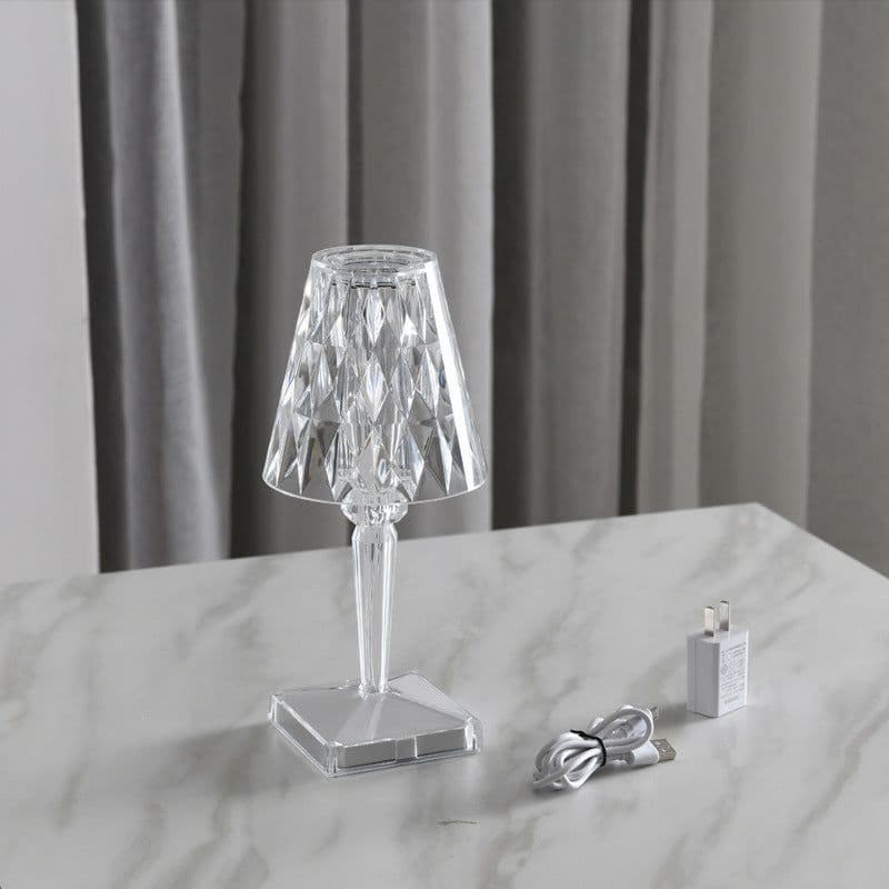 image-Diamond Acylic Table Lamp Night Light Italy Princess Deck Lamp Modern Atmosphere Touch Table Lamp Home Bedroom Bar Cafe