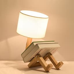 image-Desk Lamp Creative Bedroom Desk Lamp Wooden Bedside Simple Nordic Modern Gift Cloth Goods Solid Wood Led