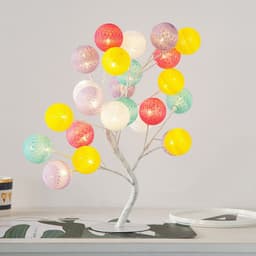 image-Creative Cotton Ball Tree Lamp Battery USB Table Lamp Rattan Ball Lamp