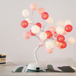 image-Creative Cotton Ball Tree Lamp Battery USB Table Lamp Rattan Ball Lamp
