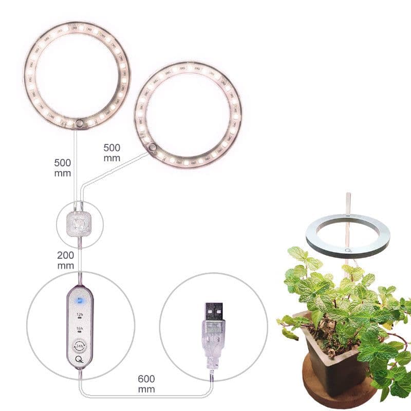 image-LED Grow Light Full Spectrum Angel Ring Phyto Grow Lamp USB Phytolamp For Plants 5V Lamp Indoor Flower Greenhouse Plant Seedling