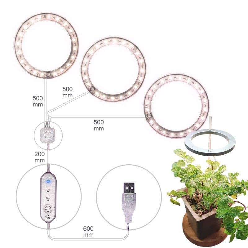 image-LED Grow Light Full Spectrum Angel Ring Phyto Grow Lamp USB Phytolamp For Plants 5V Lamp Indoor Flower Greenhouse Plant Seedling