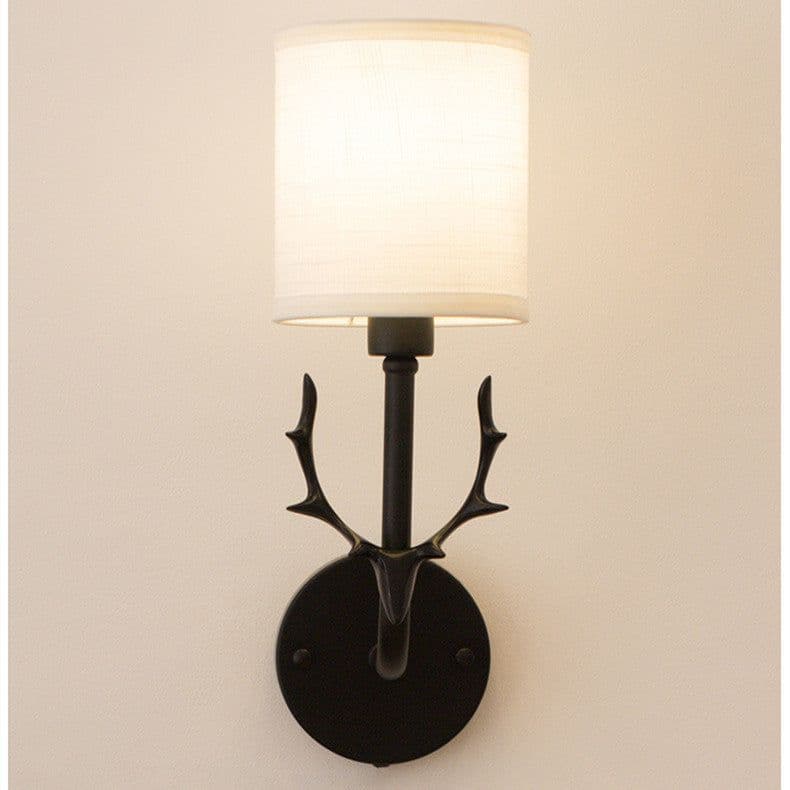 image-Modern Bedroom Bedside Aisle Wall Lamp Wrought Iron Antlers Living Room Hotel Lamps
