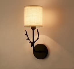 image-Modern Bedroom Bedside Aisle Wall Lamp Wrought Iron Antlers Living Room Hotel Lamps