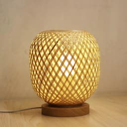 image-Ins Wind Warm Nordic Bamboo Strip Woven Simple Net Red Homestay Decorative Table Lamp