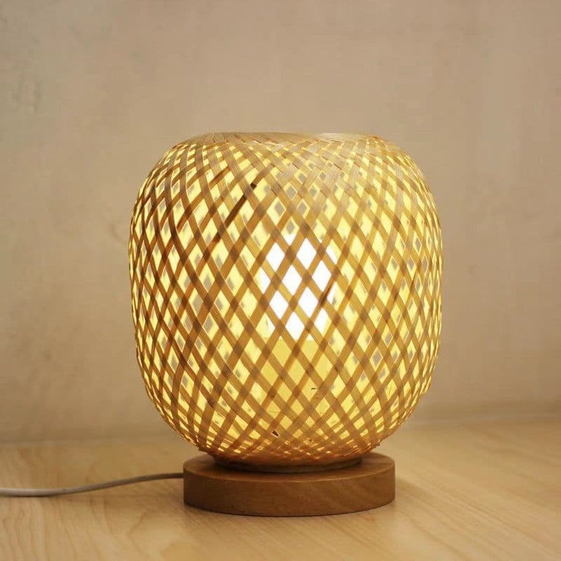image-Ins Wind Warm Nordic Bamboo Strip Woven Simple Net Red Homestay Decorative Table Lamp