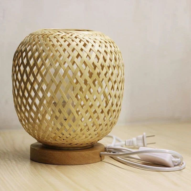 image-Ins Wind Warm Nordic Bamboo Strip Woven Simple Net Red Homestay Decorative Table Lamp