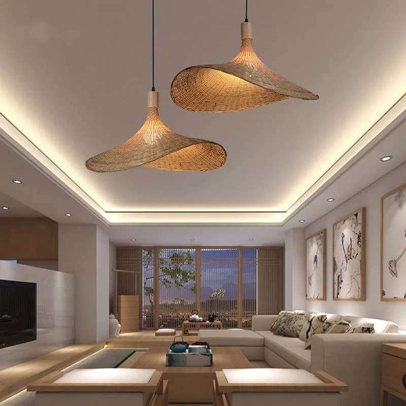 image-Bamboo Chandelier New Japanese Style Lamps