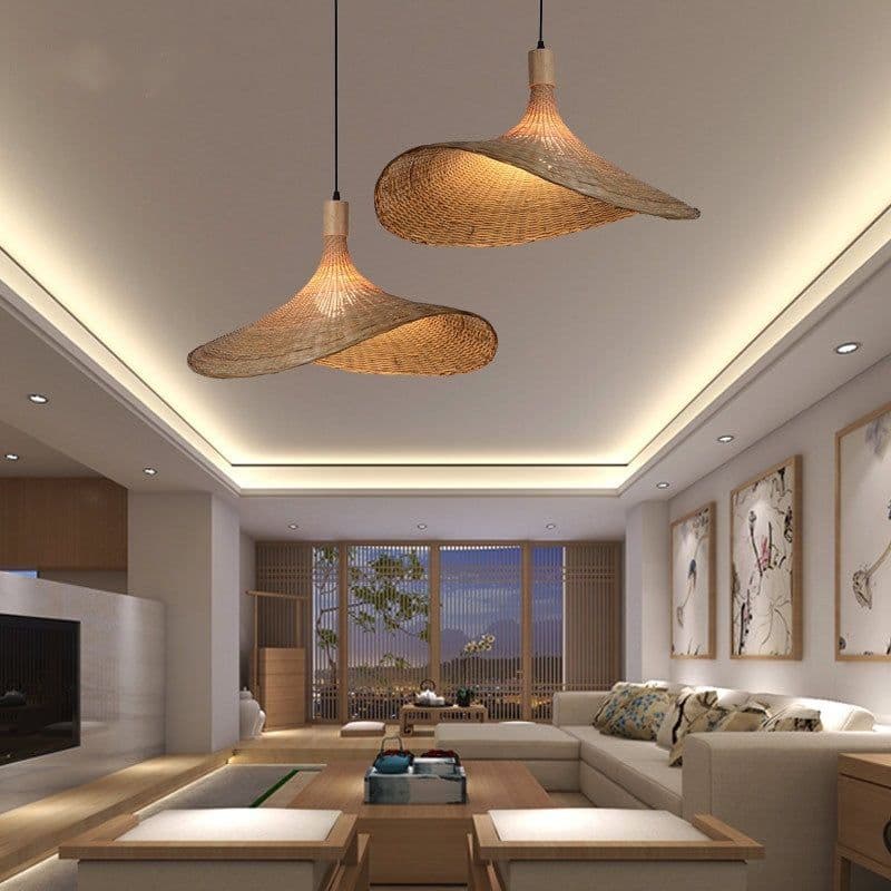 image-Bamboo Chandelier New Japanese Style Lamps