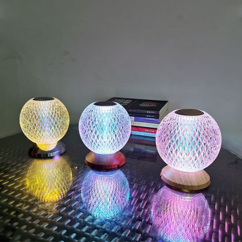 image-Acrylic Crystal LED Bedside Lamp RGB Touch Switch Desk Lamp Home Decoration Romatic Bedroom Bedside Desk Lamp