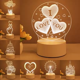 image-3D Lamp Acrylic USB LED Night Lights Neon Sign Lamp Xmas Home Decorations For Room Decor Valentines Day Gifts