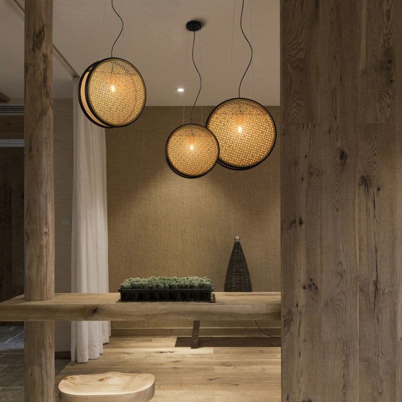 image-Creative Rattan Retro Lamps For Restaurant Chandelier