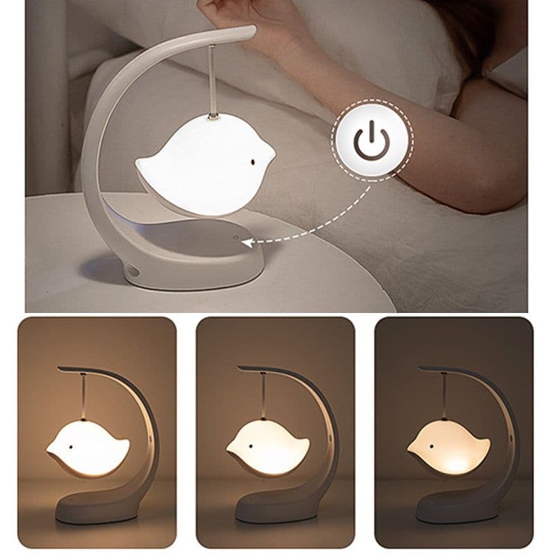 image-USB Baby Sound Machine Multi-Color Stepless Dimming Cute Bird Lamp For Decoration Gift