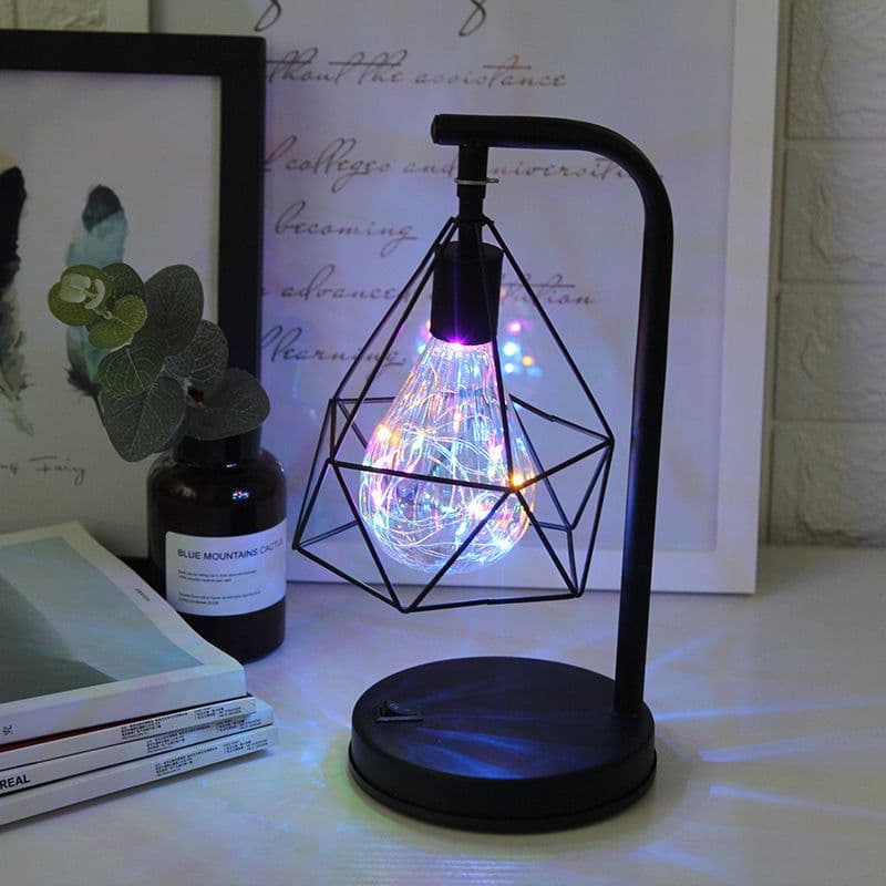 image-Wrought Iron Led Night Light, LED Table Lamp, Charging Personality Table Lamp
