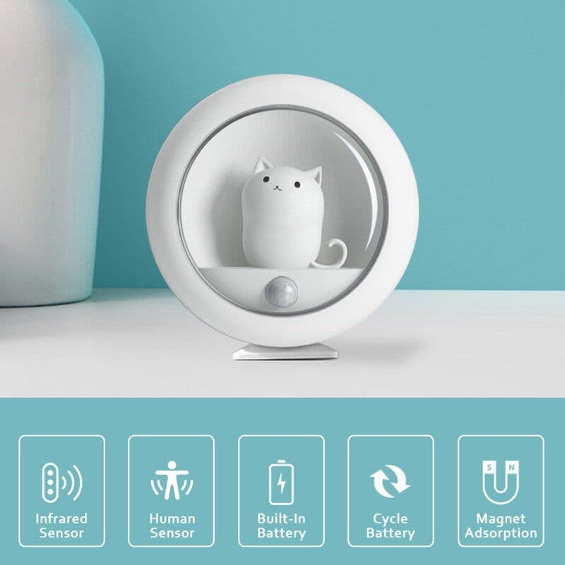 image-Creative Body Induction Cat Night Light Pet Bedroom Atmosphere Lamp Cabinet Light Wall Lamp Human Body Motion Sensor Bedroom Lamps