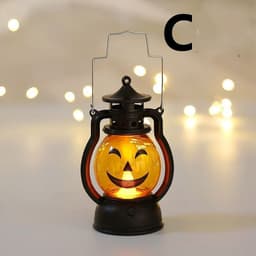 image-Halloween Oil Lamp Portable Pumpkin Lantern Skull Decoration