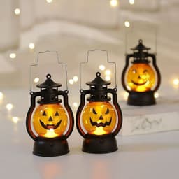 image-Halloween Oil Lamp Portable Pumpkin Lantern Skull Decoration