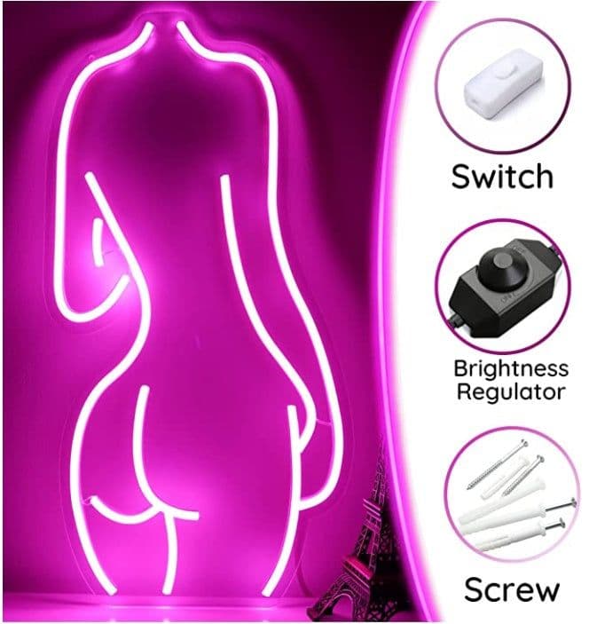 image-Beautiful Woman Naked Lady Neon Light Custom Art Wall Decoration