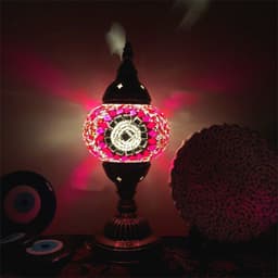 image-New Style Turkish Mosaic Table Lamp Vintage Art Deco Handcrafted Glass Romantic Bed Light