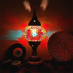 image-New Style Turkish Mosaic Table Lamp Vintage Art Deco Handcrafted Glass Romantic Bed Light