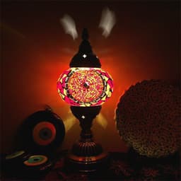 image-New Style Turkish Mosaic Table Lamp Vintage Art Deco Handcrafted Glass Romantic Bed Light