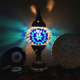 image-New Style Turkish Mosaic Table Lamp Vintage Art Deco Handcrafted Glass Romantic Bed Light