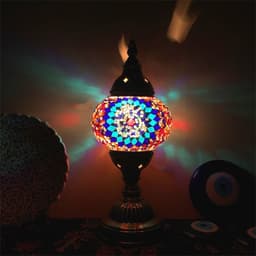 image-New Style Turkish Mosaic Table Lamp Vintage Art Deco Handcrafted Glass Romantic Bed Light