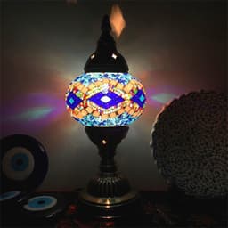 image-New Style Turkish Mosaic Table Lamp Vintage Art Deco Handcrafted Glass Romantic Bed Light