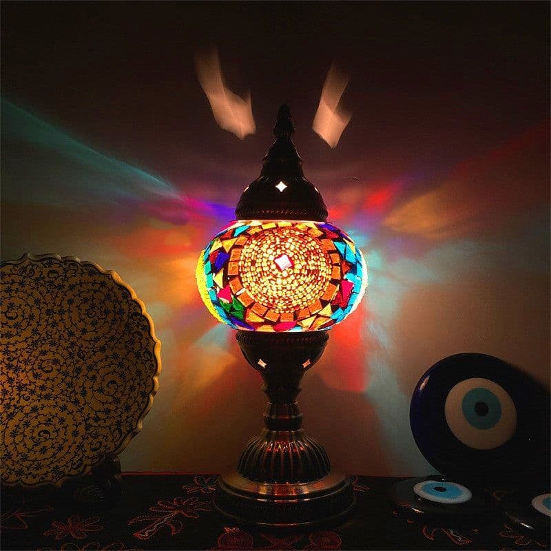 image-New Style Turkish Mosaic Table Lamp Vintage Art Deco Handcrafted Glass Romantic Bed Light