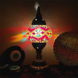 image-New Style Turkish Mosaic Table Lamp Vintage Art Deco Handcrafted Glass Romantic Bed Light