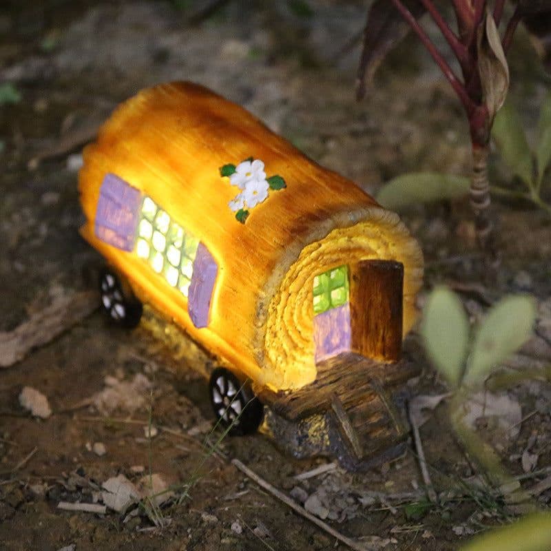 image-Premium Outdoors Decor Wooden House Solar Lights Garden Deco
