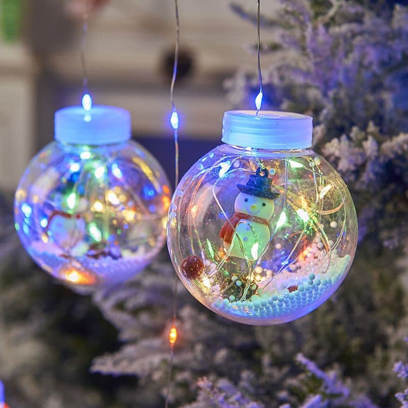 image-10PCS LED Christmas Curtain Lamp Fairy Snowman Wishing Ball Lamp String Christmas Window Decoration Christmas Light Room