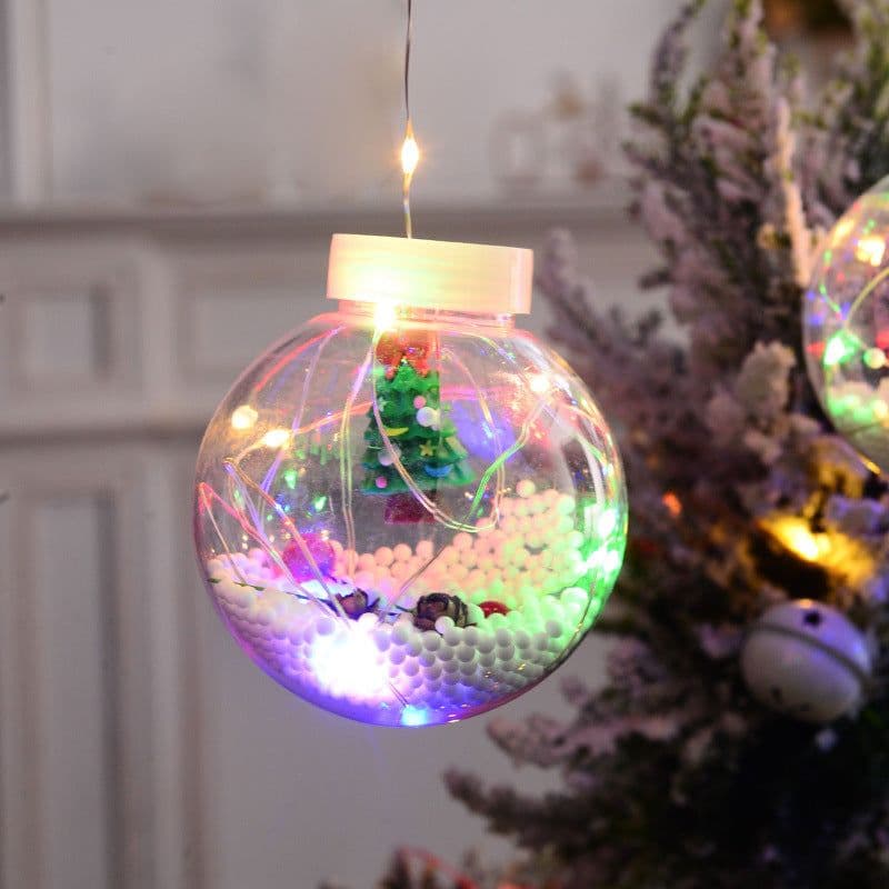 image-10PCS LED Christmas Curtain Lamp Fairy Snowman Wishing Ball Lamp String Christmas Window Decoration Christmas Light Room