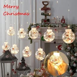 image-10PCS LED Christmas Curtain Lamp Fairy Snowman Wishing Ball Lamp String Christmas Window Decoration Christmas Light Room