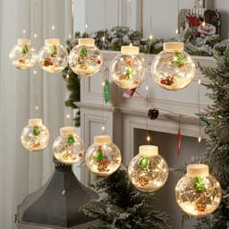 image-10PCS LED Christmas Curtain Lamp Fairy Snowman Wishing Ball Lamp String Christmas Window Decoration Christmas Light Room