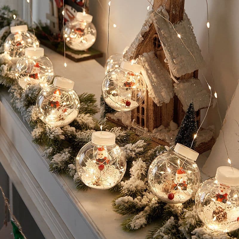 image-10PCS LED Christmas Curtain Lamp Fairy Snowman Wishing Ball Lamp String Christmas Window Decoration Christmas Light Room