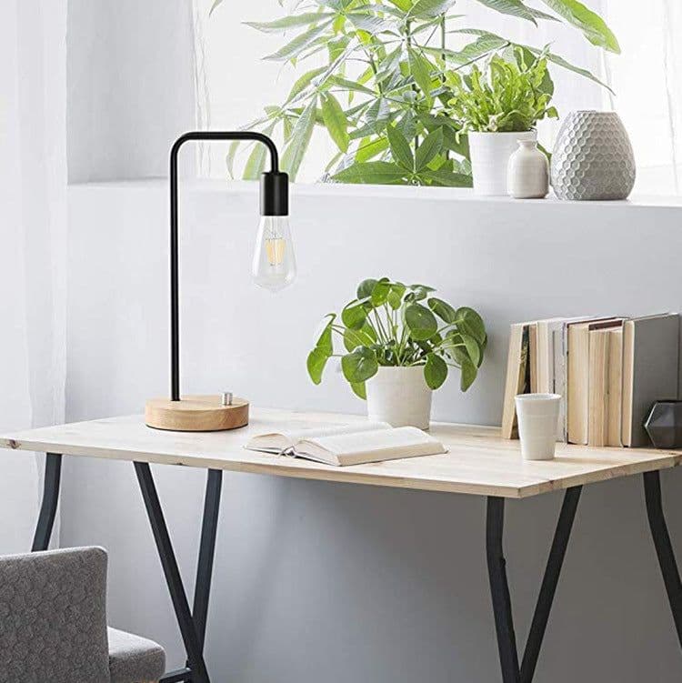 image-Creative Simple Modern Iron Table Lamp Warm And Romantic Solid Wood Dimmable