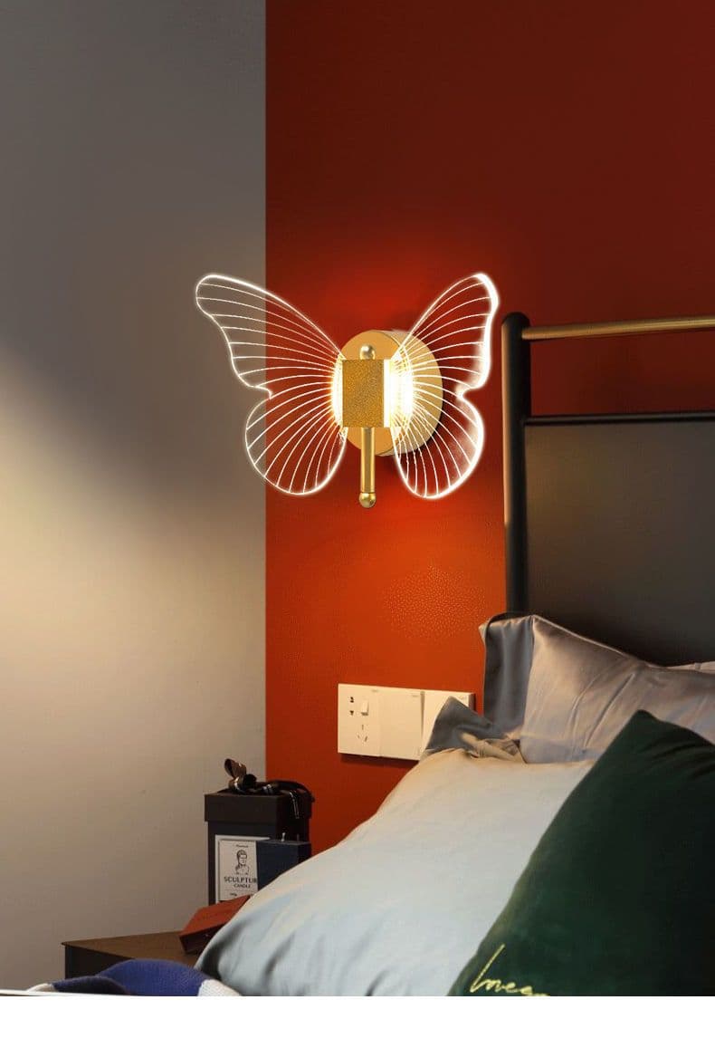 image-Butterfly Wall Lamp Light Luxury Bedside Warm Decoration