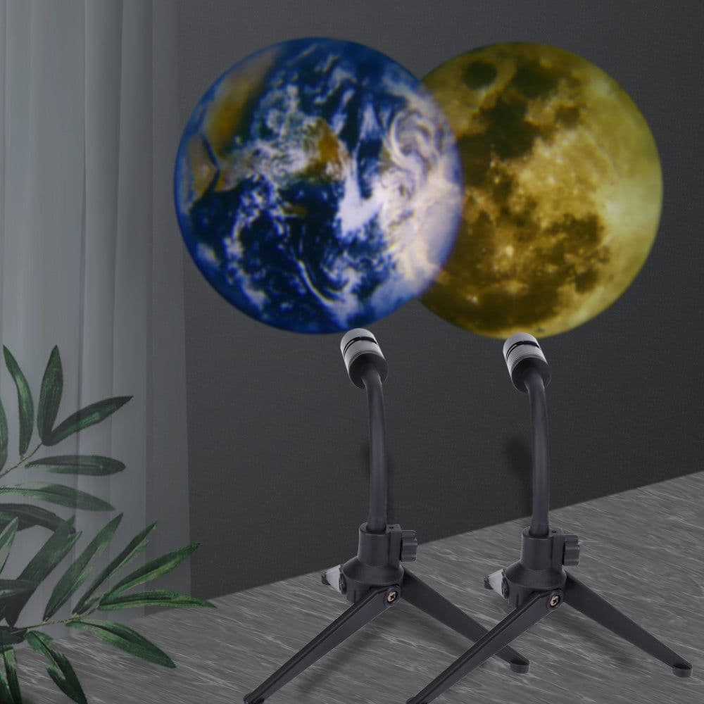 image-2 In 1 Star Projector Earth And Moon Projection Lamp 360 Rotating Bracket USB Led Night Light For Bedroom Decoration