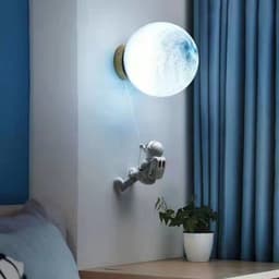 image-Space Astronaut Children's Room Bedside Cartoon Background Wall Bedroom Wall Lamp