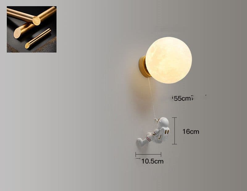 image-Space Astronaut Children's Room Bedside Cartoon Background Wall Bedroom Wall Lamp