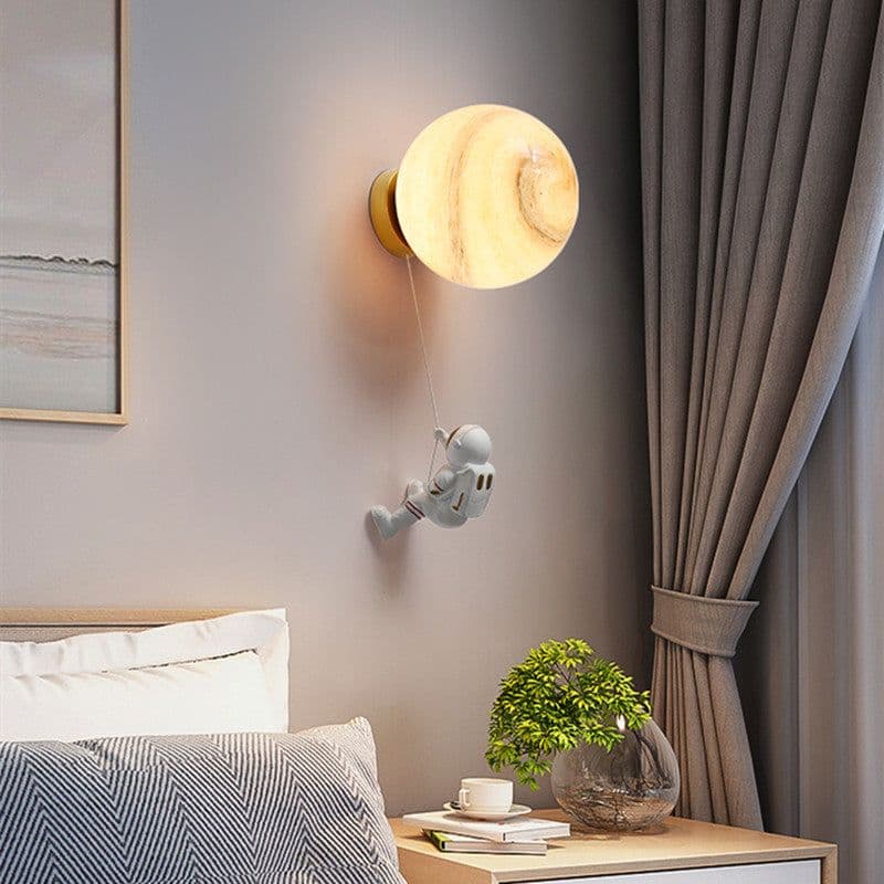 image-Space Astronaut Children's Room Bedside Cartoon Background Wall Bedroom Wall Lamp
