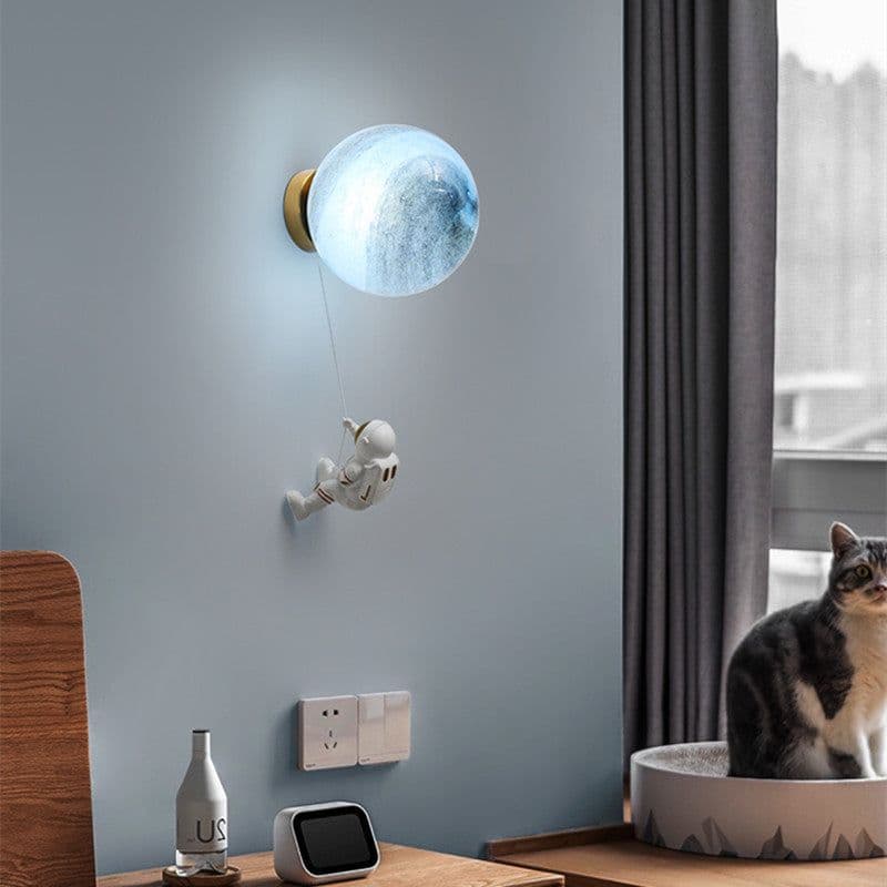 image-Space Astronaut Children's Room Bedside Cartoon Background Wall Bedroom Wall Lamp