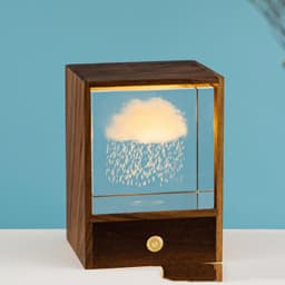 image-Wooden Box Square Crystal Ball Elk Cloud Night Light Christmas Birthday Gift