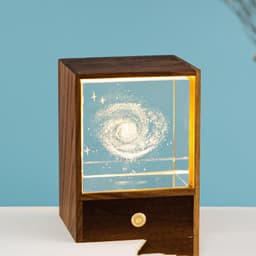 image-Wooden Box Square Crystal Ball Elk Cloud Night Light Christmas Birthday Gift